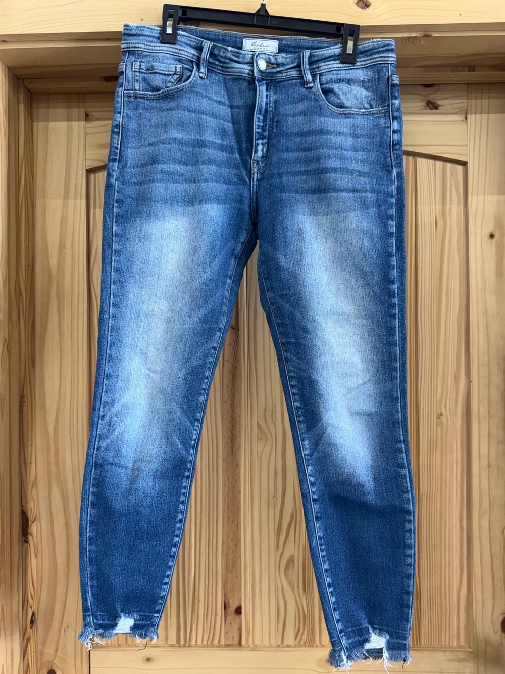 KanCan Light Wash Distressed Hem Ankle Skinny Jeans